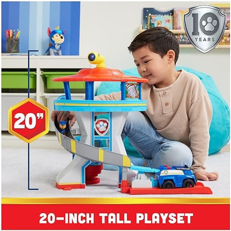 SPIN MASTER PAW PATROL LOOKOUT TOWER PLAYSET WITH TOY CAR LAUNCHER AND CHASE FIGURES, AGES 3+