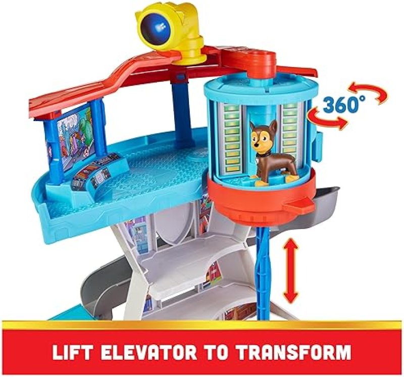 SPIN MASTER PAW PATROL LOOKOUT TOWER PLAYSET WITH TOY CAR LAUNCHER AND CHASE FIGURES, AGES 3+