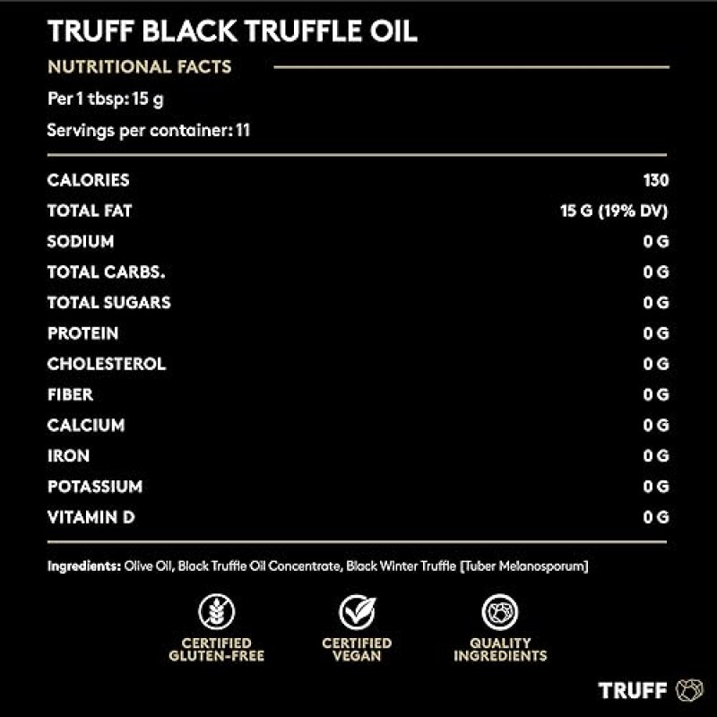 TRUFF BLACK TRUFFLE OIL - GOURMET INFUSED OLIVE OIL - NON-GMO, GLUTEN-FREE - 5.6 FL.OZ