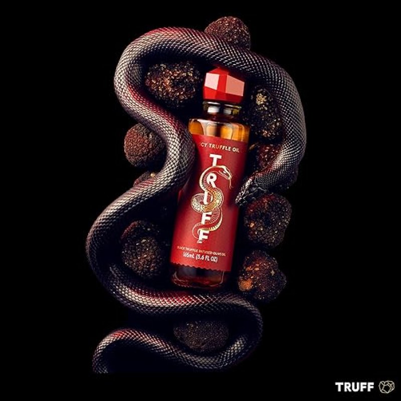 TRUFF SPICY BLACK TRUFFLE OIL - GOURMET INFUSED OLIVE OIL FOR DRESSING, SEASONING, OR DRIZZLING - NON-GMO, GLUTEN-FREE - 5.6 FL.OZ
