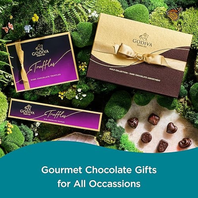 GODIVA DARK CHOCOLATE TRUFFLE GIFT BOX - 12PC GOURMET CANDY WITH CREAMY GANACHE FOR BIRTHDAY, THANK YOU, ANNIVERSARY, CONGRATULATIONS