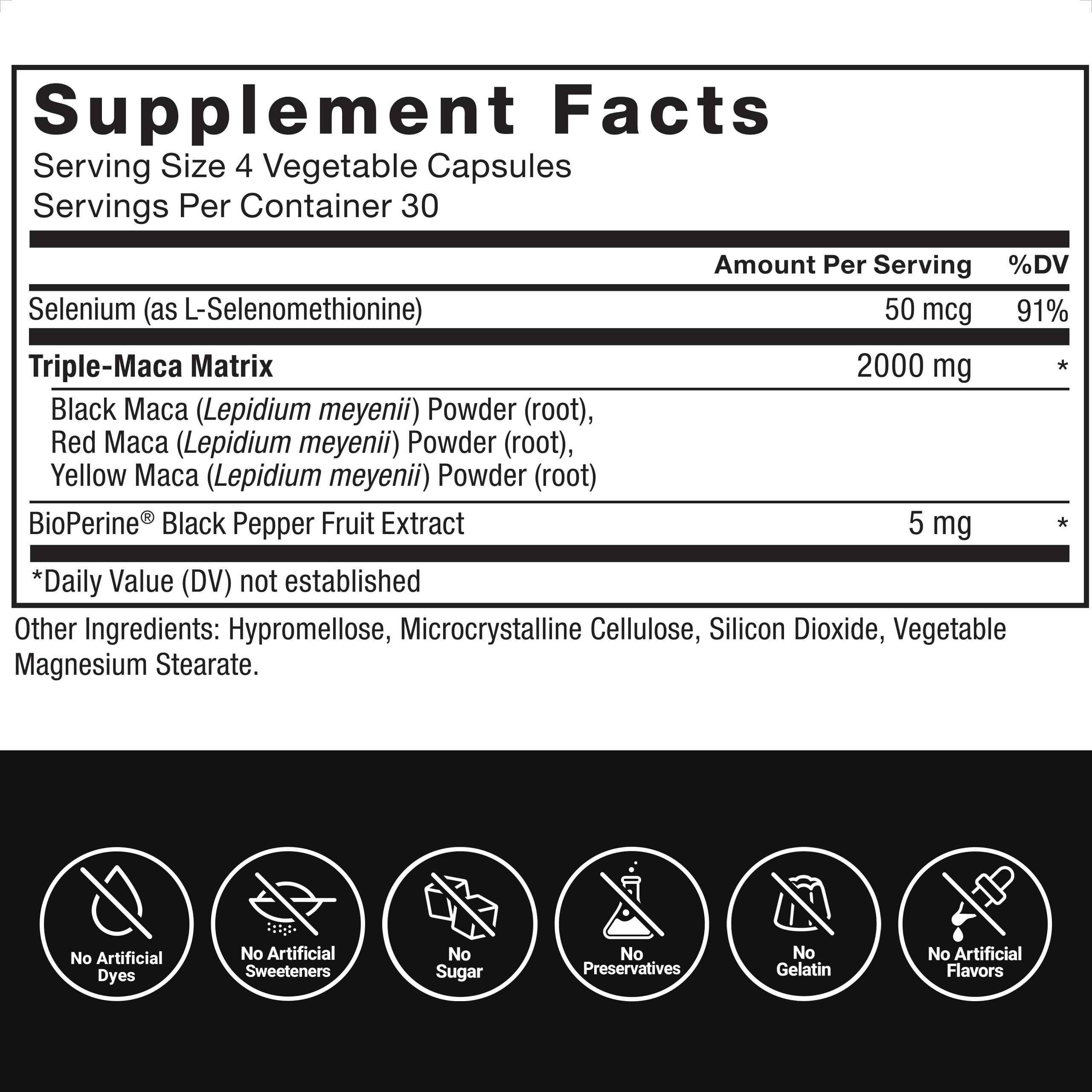 FORCE FACTOR PREMIUM MACA ROOT CAPSULES FOR VITALITY & PERFORMANCE - 2000MG, 120CT