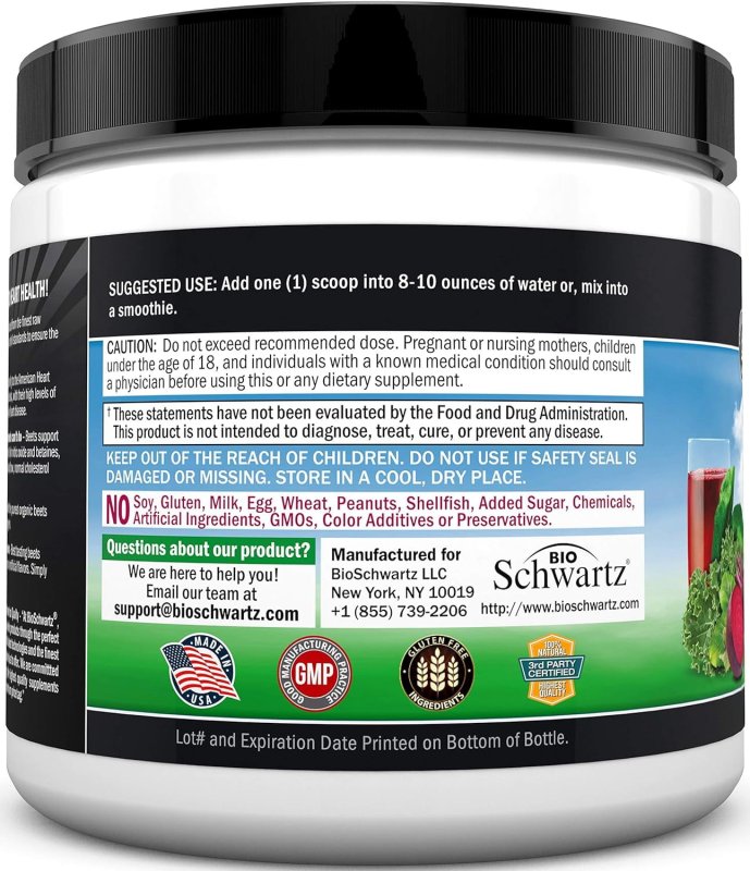 BIOSCHWARTZ BEETS SUPERFOOD POWDER | HEART HEALTH SUPPORT WITH VITAMIN C | 30 SERVINGS