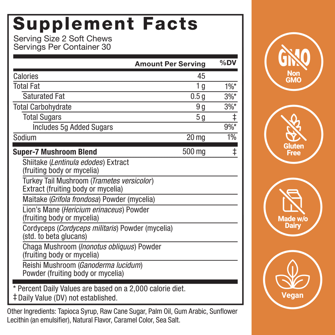 FORCE FACTOR MODERN MUSHROOM SUPPLEMENT, CINNAMON ROLL SOFT CHEWS - 60 COUNT