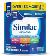 SIMILAC ADVANCE BABY FORMULA POWDER WITH IRON, 30.8-OZ VALUE CAN