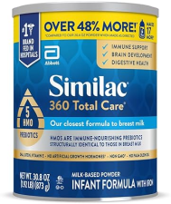 SIMILAC 360 TOTAL CARE INFANT FORMULA WITH 5 HMO PREBIOTICS, NON-GMO, 30.8-OZ POWDER
