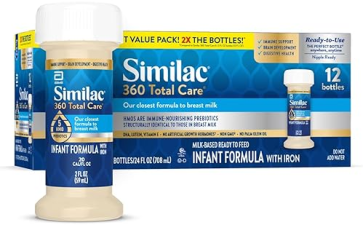 SIMILAC 360 TOTAL CARE INFANT FORMULA WITH 5 HMO PREBIOTICS, NON-GMO, READY TO FEED - PACK OF 12