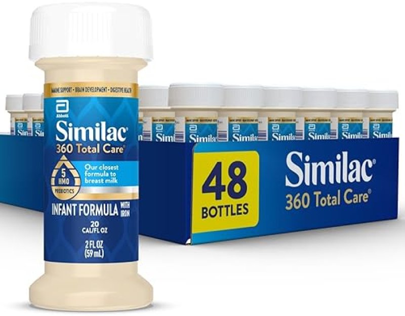 SIMILAC 360 TOTAL CARE INFANT FORMULA WITH 5 HMO PREBIOTICS - NON-GMO, READY TO FEED - 48 PACK