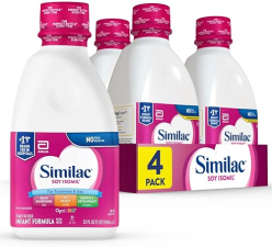 SIMILAC SOY ISOMIL READY TO FEED INFANT FORMULA WITH IRON, 1 QT (PACK OF 4)