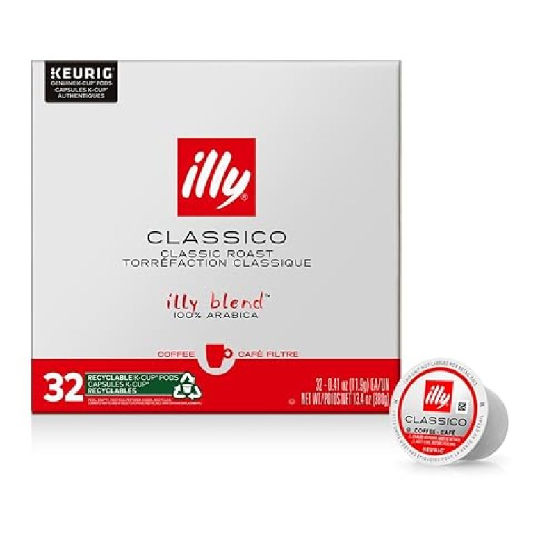 ILLY CLASSICO ROAST COFFEE PODS - CARAMEL, ORANGE BLOSSOM & JASMINE FLAVORS - 32 COUNT FOR KEURIG