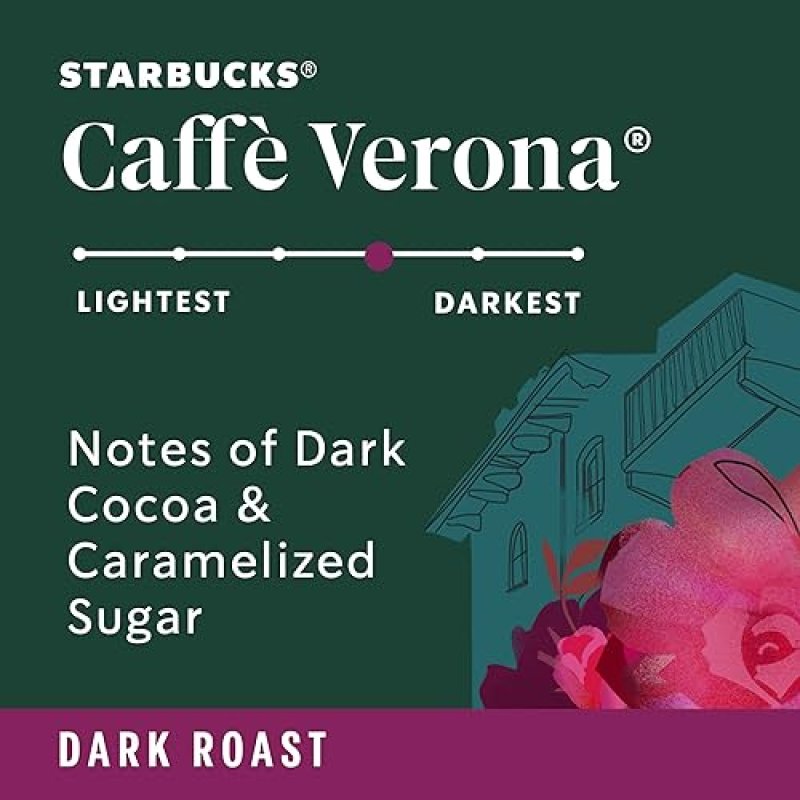 STARBUCKS CAFFè VERONA DARK ROAST K-CUP COFFEE PODS FOR KEURIG BREWERS, 100% ARABICA, 1 BOX (40 PODS)