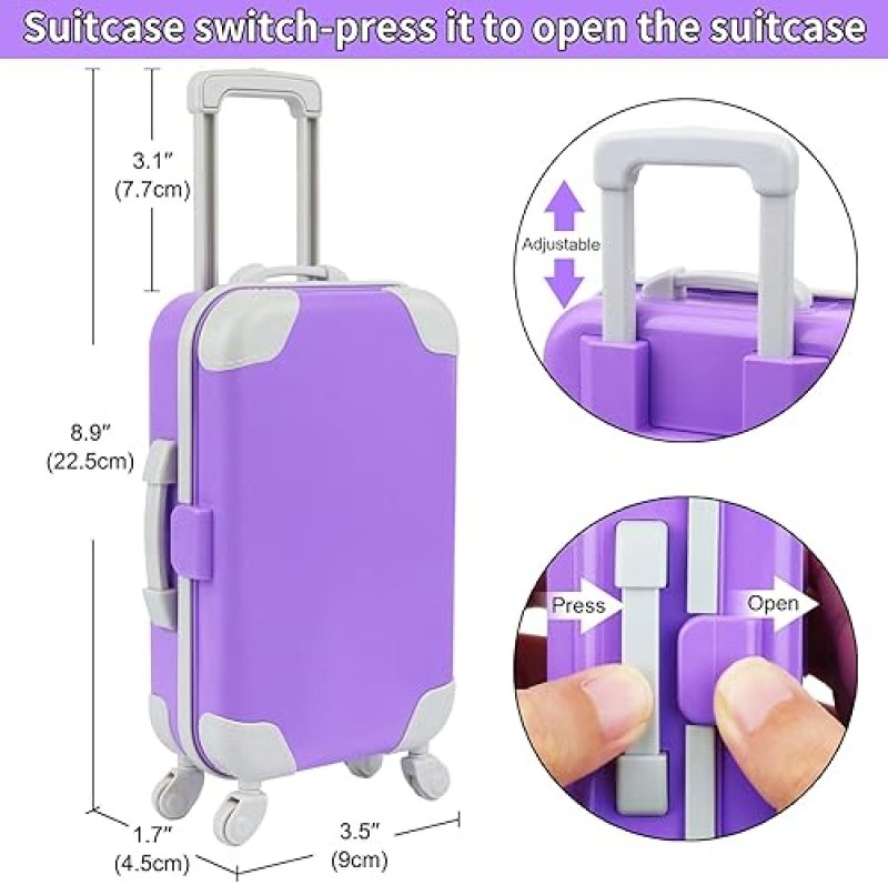 K.T FANCY AMERICAN 18 INCH DOLL TRAVEL ACCESSORIES SET WITH SUITCASE & ELECTRONICS