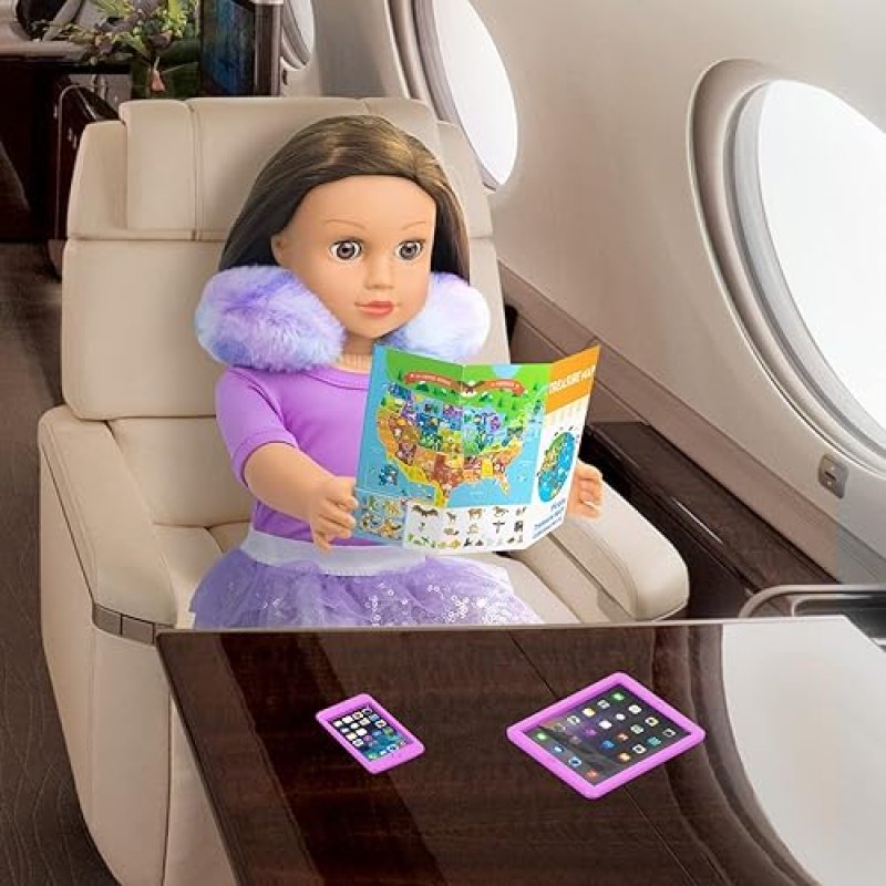 K.T FANCY AMERICAN 18 INCH DOLL TRAVEL ACCESSORIES SET WITH SUITCASE & ELECTRONICS