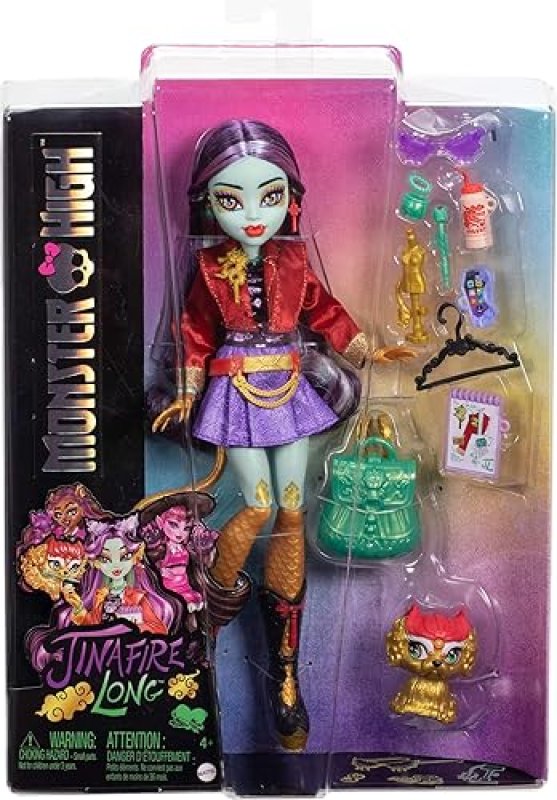 MATTEL MONSTER HIGH JINAFIRE LONG DOLL WITH DRAGON PET AND 7 ACCESSORIE