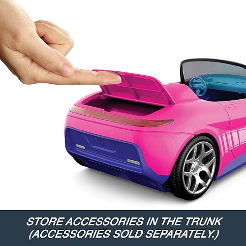 BARBIE HOT WHEELS PINK RC CONVERTIBLE TOY CAR WITH REMOTE CONTROL AND STORAGE TRUNK - FUN FOR FASHION DOLLS