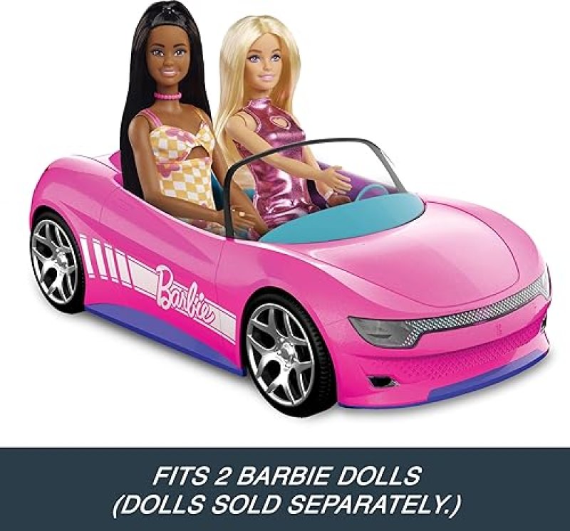 BARBIE HOT WHEELS PINK RC CONVERTIBLE TOY CAR WITH REMOTE CONTROL AND STORAGE TRUNK - FUN FOR FASHION DOLLS