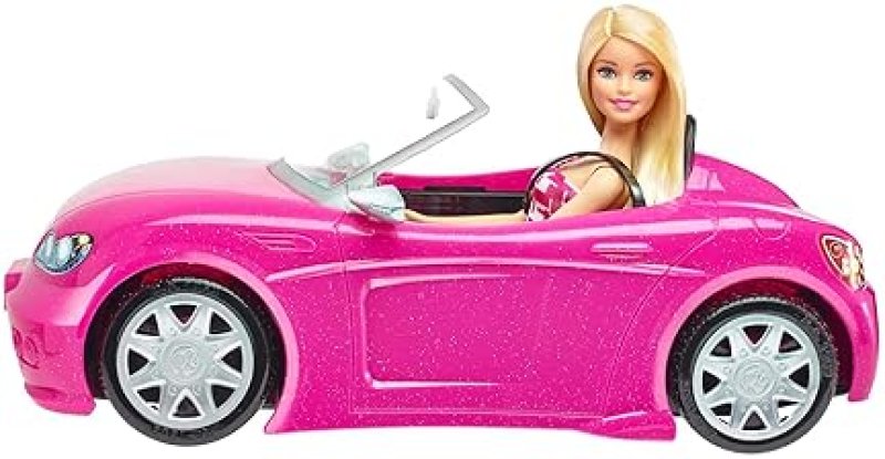 BARBIE SPARKLY PINK 2-SEATER CONVERTIBLE PLAYSET WITH FASHION DOLL & GLAM DETAILS (AMAZON EXCLUSIVE)