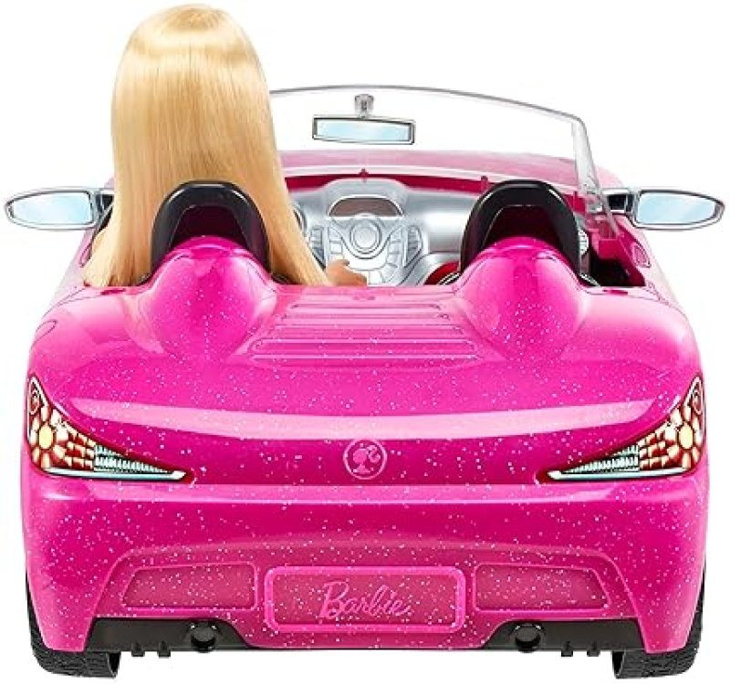 BARBIE SPARKLY PINK 2-SEATER CONVERTIBLE PLAYSET WITH FASHION DOLL & GLAM DETAILS (AMAZON EXCLUSIVE)