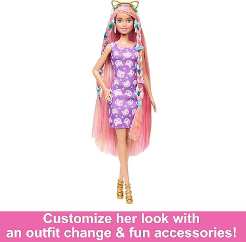 BARBIE FUN & FANCY SET: FASHION DOLL WITH EXTRA-LONG BLONDE HAIR & STYLING ACCESSORIES