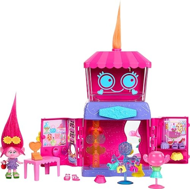 MATTEL DREAMWORKS TROLLS FUN FAIR SURPRISE FASHION BOUTIQUE PLAYSET WITH QUEEN POPPY DOLL & ACCESSORIES
