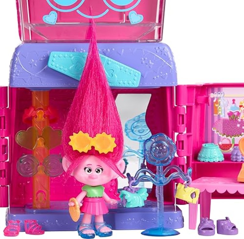 MATTEL DREAMWORKS TROLLS FUN FAIR SURPRISE FASHION BOUTIQUE PLAYSET WITH QUEEN POPPY DOLL & ACCESSORIES
