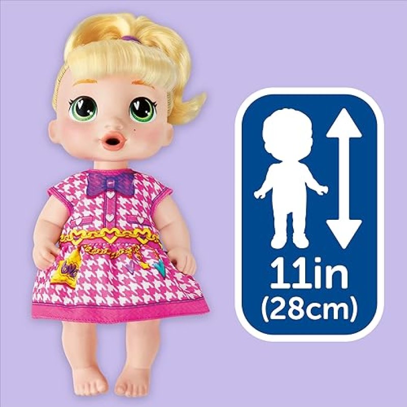 HASBRO BUBBLY TEA PARTY BABY DOLL WITH TEAPOT ACCESSORIES, BLONDE HAIR, 11 INCHES - IDEAL FOR 3+ YEAR OLDS