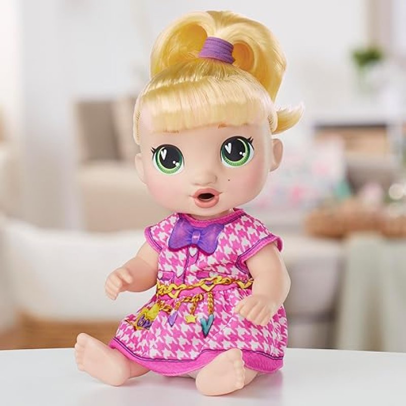HASBRO BUBBLY TEA PARTY BABY DOLL WITH TEAPOT ACCESSORIES, BLONDE HAIR, 11 INCHES - IDEAL FOR 3+ YEAR OLDS
