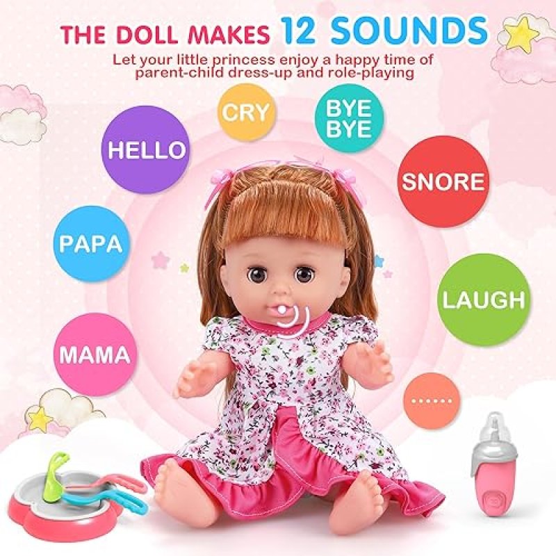 BABY DOLL TOYS SET WITH 25PCS CARE ACCESSORIES - PERFECT GIFT FOR KIDS 3-6 YEARS OLD