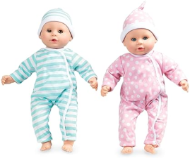 MELISSA & DOUG MINE TO LOVE TWINS LUKE & LUCY 15” LIGHT SKIN BABY DOLLS SET WITH OUTFITS AND PACIFIERS