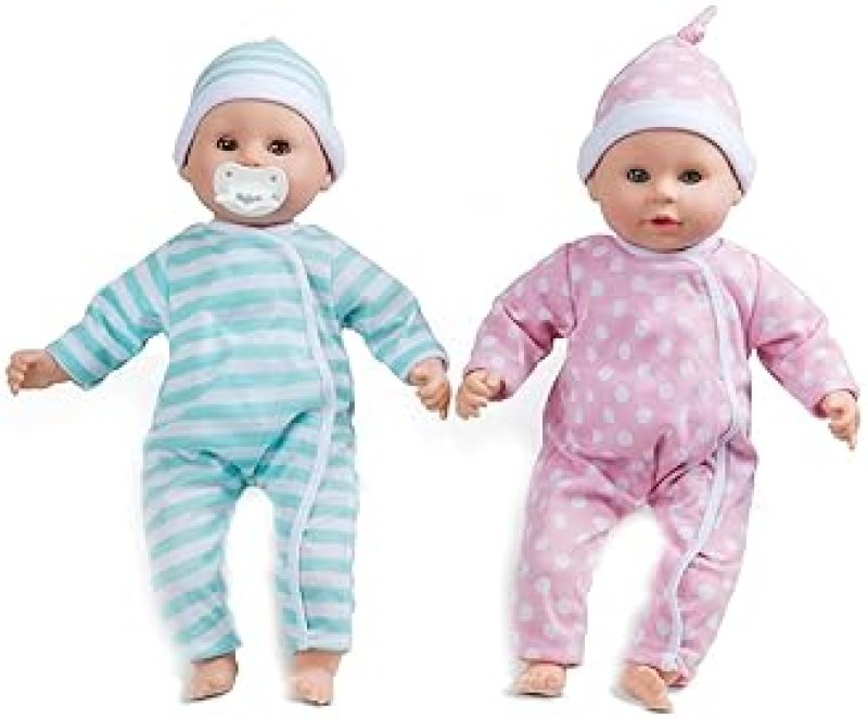 MELISSA & DOUG MINE TO LOVE TWINS LUKE & LUCY 15” LIGHT SKIN BABY DOLLS SET WITH OUTFITS AND PACIFIERS