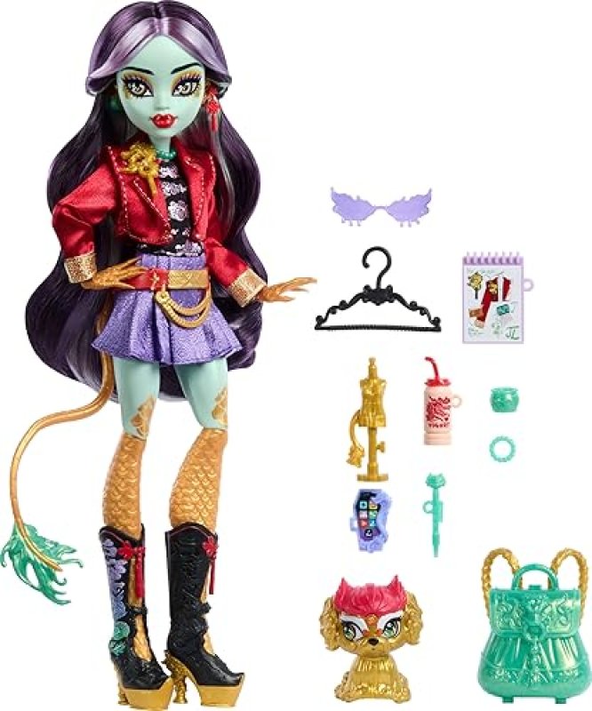 MONSTER HIGH JINAFIRE LONG DOLL WITH DRAGON PET & 7 ACCESSORIES SET