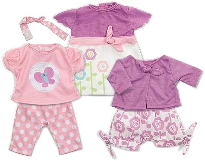 MELISSA & DOUG MIX & MATCH FASHION DOLL CLOTHES SET FOR 12"-18" DOLLS (6 PCS)