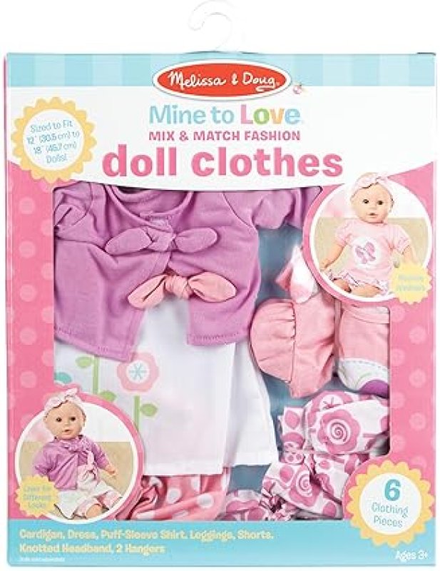 MELISSA & DOUG MIX & MATCH FASHION DOLL CLOTHES SET FOR 12"-18" DOLLS (6 PCS)