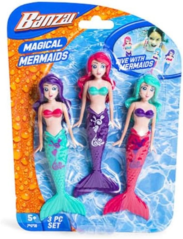 BANZAI MAGICAL MERMAID DOLLS SET - 3 PIECES IN ASSORTED COLORS