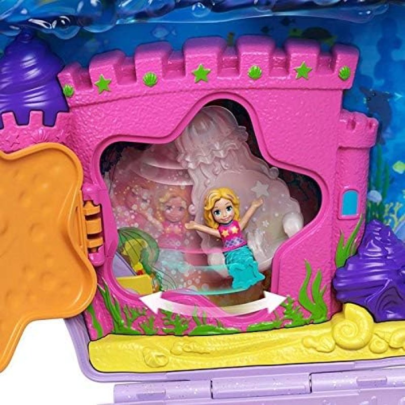 MATTEL POLLY POCKET MERMAID SEASHELL PURSE PLAYSET WITH MICRO DOLLS & ACCESSORIES - AMAZON EXCLUSIVE