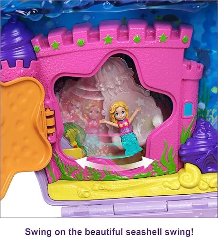MATTEL POLLY POCKET MERMAID SEASHELL PURSE PLAYSET WITH MICRO DOLLS & ACCESSORIES - AMAZON EXCLUSIVE
