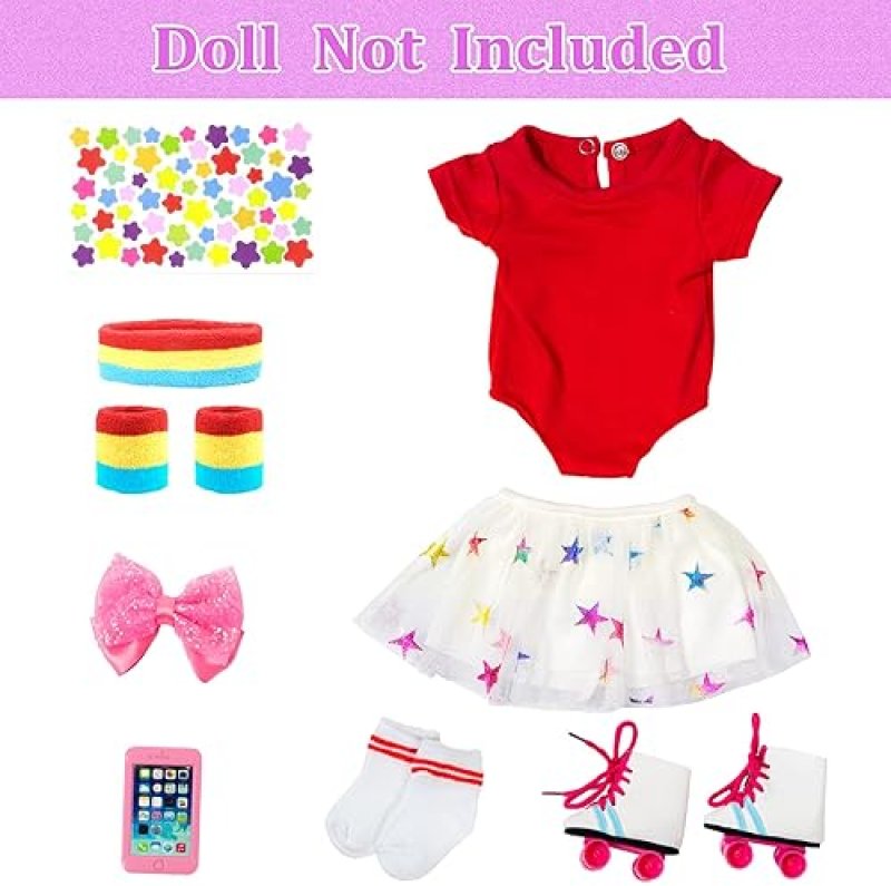 OTTOON 18-INCH GIRL DOLL TRAVEL SKATING PLAY SET - 7PC OUTDOOR ACCESSORIES (DOLL NOT INCLUDED)