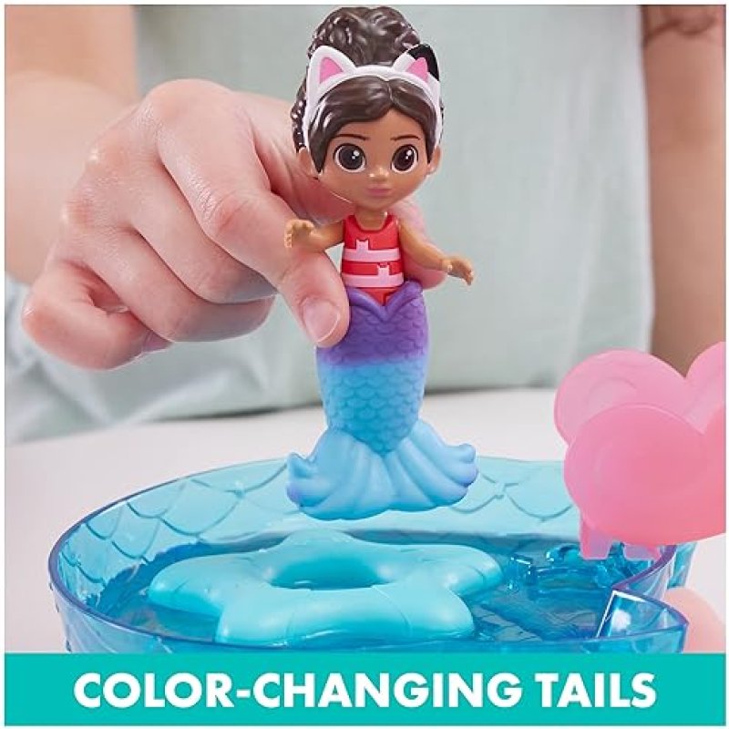 SPIN MASTER GABBY'S DOLLHOUSE PURR-IFIC POOL PLAYSET WITH GABBY AND MERCAT FIGURES & COLOR-CHANGING MERMAID TAILS - KIDS TOYS