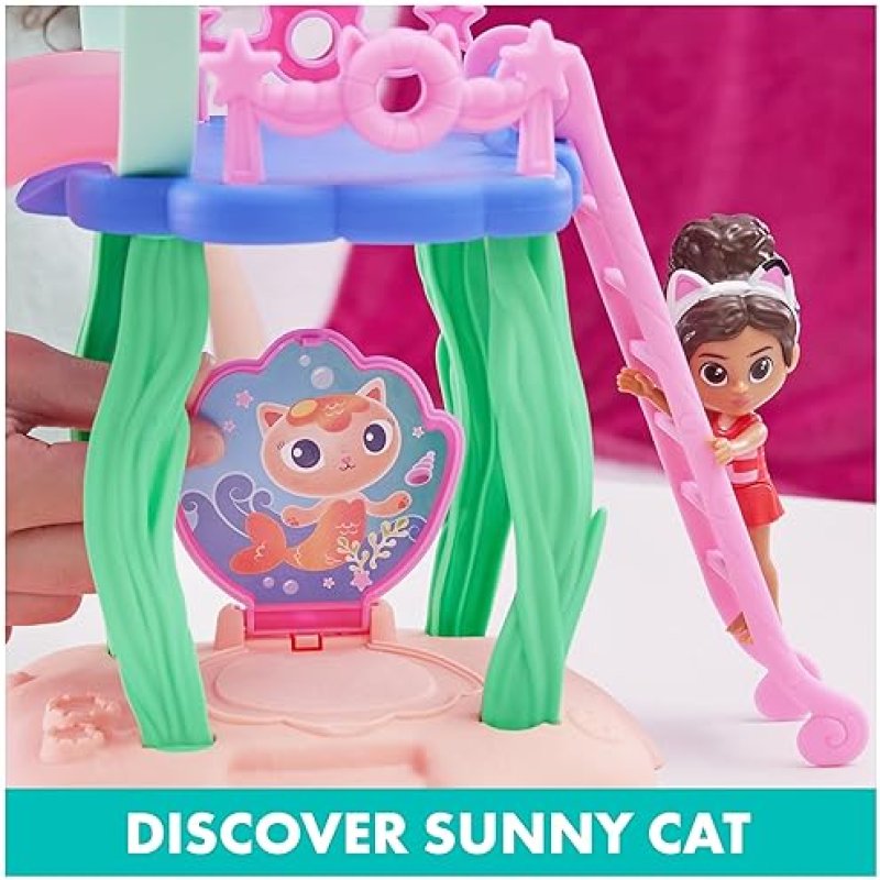 SPIN MASTER GABBY'S DOLLHOUSE PURR-IFIC POOL PLAYSET WITH GABBY AND MERCAT FIGURES & COLOR-CHANGING MERMAID TAILS - KIDS TOYS