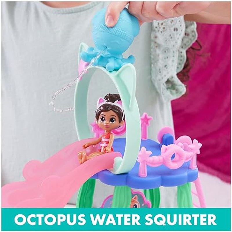 SPIN MASTER GABBY'S DOLLHOUSE PURR-IFIC POOL PLAYSET WITH GABBY AND MERCAT FIGURES & COLOR-CHANGING MERMAID TAILS - KIDS TOYS