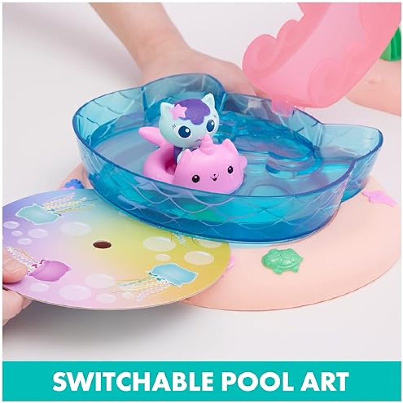 SPIN MASTER GABBY'S DOLLHOUSE PURR-IFIC POOL PLAYSET WITH GABBY AND MERCAT FIGURES & COLOR-CHANGING MERMAID TAILS - KIDS TOYS