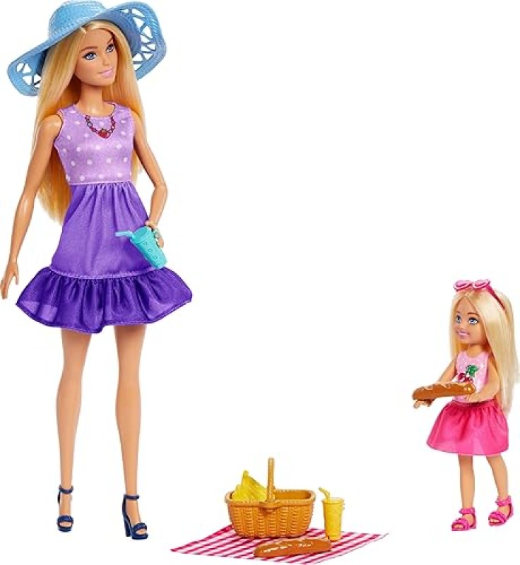 BARBIE PICNIC PLAYSET WITH DOLLS, ACCESSORIES & FOOD - 9 PIECES