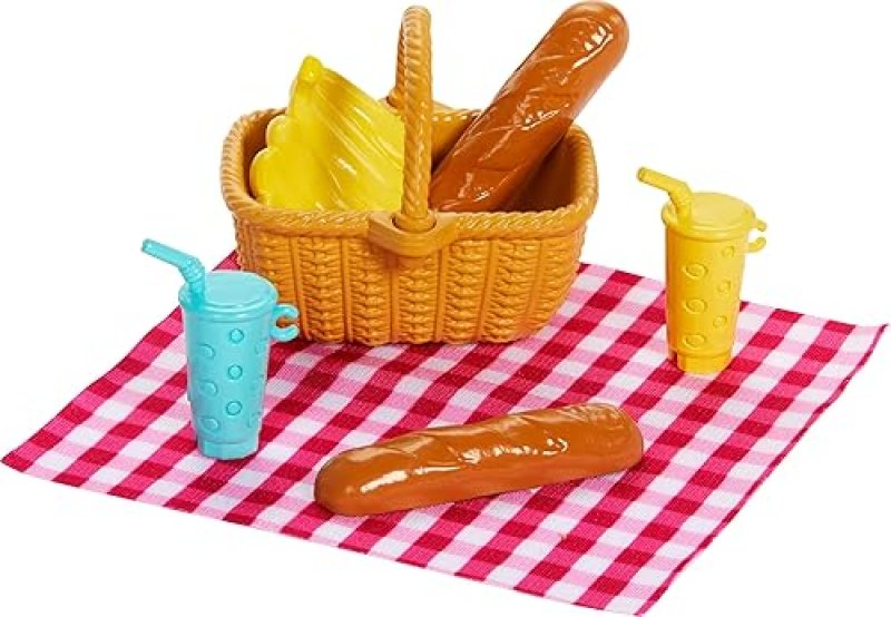 BARBIE PICNIC PLAYSET WITH DOLLS, ACCESSORIES & FOOD - 9 PIECES