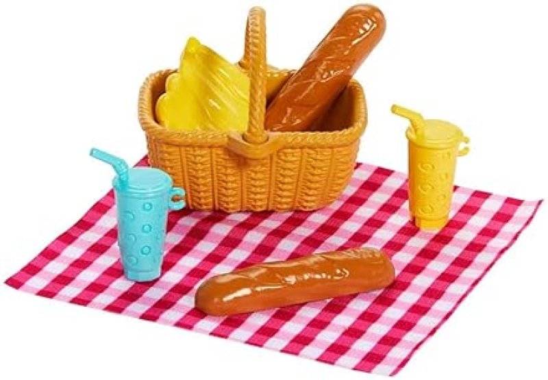 BARBIE PICNIC PLAYSET WITH DOLLS, ACCESSORIES & FOOD - 9 PIECES