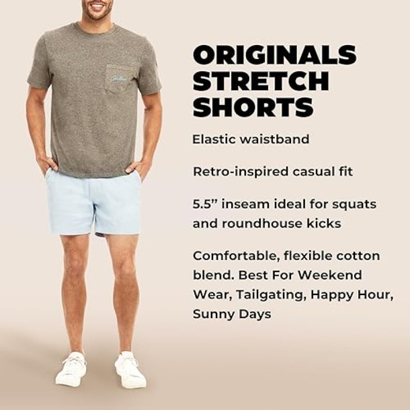 CHUBBIES MEN'S 5.5 INCH CHINO SHORTS - CASUAL ELASTIC WAISTBAND, POCKETS, STRETCH COTTON BLEND