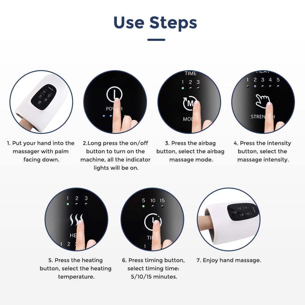 CORDLESS ELECTRIC HAND MASSAGER WITH TOUCHSCREEN, COMPRESSION, HEATING - IDEAL GIFT FOR WOMEN"