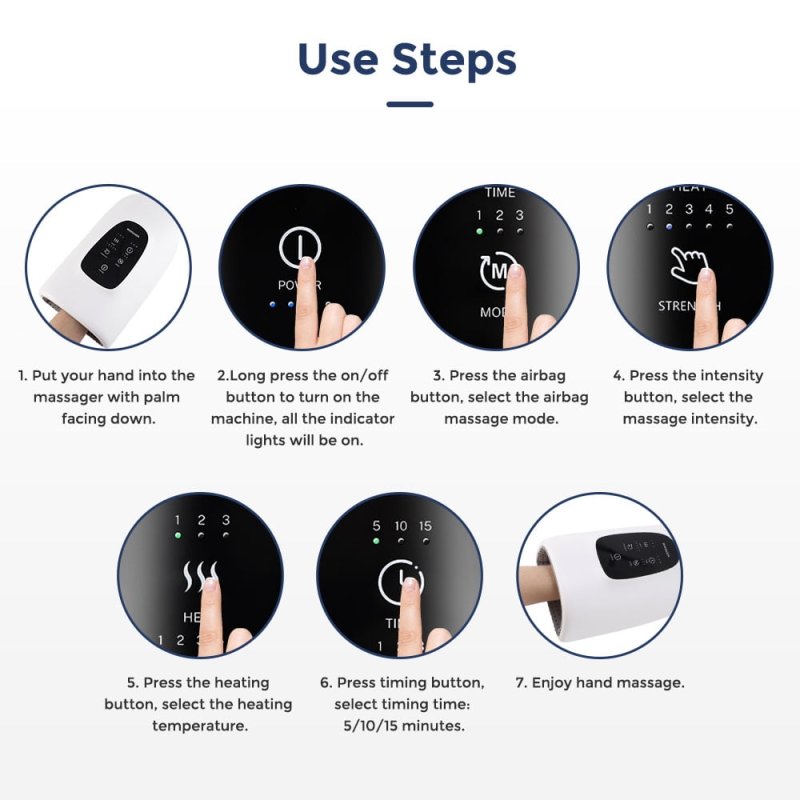 CORDLESS ELECTRIC HAND MASSAGER WITH TOUCHSCREEN, COMPRESSION, HEATING - IDEAL GIFT FOR WOMEN"