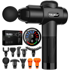 TOLOCO MASSAGE GUN FOR ATHLETES - DEEP TISSUE PAIN RELIEF WITH 10 HEADS, SILENT MOTOR - BLACK