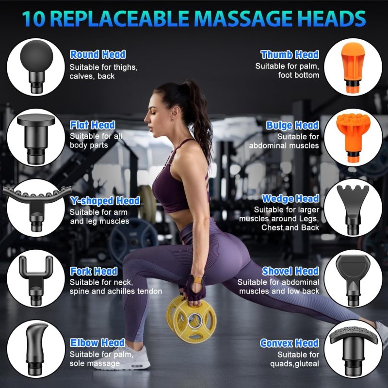 TOLOCO MASSAGE GUN FOR ATHLETES - DEEP TISSUE PAIN RELIEF WITH 10 HEADS, SILENT MOTOR - BLACK