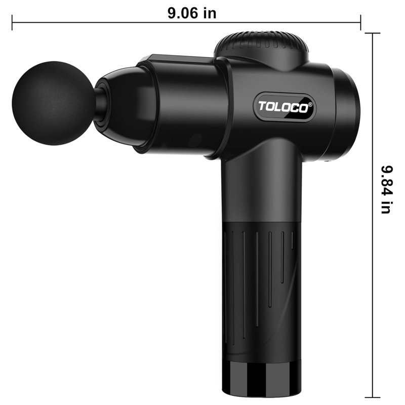 TOLOCO MASSAGE GUN FOR ATHLETES - DEEP TISSUE PAIN RELIEF WITH 10 HEADS, SILENT MOTOR - BLACK